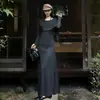 Conjunto de Duas Peças com Atmosfera Estilo Chinês Tecido Texturizado Feminino Blusa de Manga Longa Saia de Cintura Alta com Caimento Emagrecedor Traje Completo
