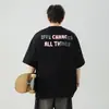 Camiseta de Manga Corta con Estampado de Letras de Bloques de Color Americano Personalizada para Hombre Verano Algodón Puro Holgada Camisetas de Pareja