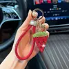 Llavero de Coche con Forma de Sandía Full Pedrería, Colgante de Bolso de Moda Estilo Ins, Colgante de Coche Exquisito con Pedrería para Mujer