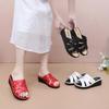 Moda de Verano Zapatos de Mujer Pantuflas de Tacón Alto Suaves y Elegantes PVC Zapatos de Madre Accesorios de Flores Pantuflas de Cuña para Mujer