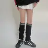 Polainas color block, meias de tricô para outono e inverno em cores contrastantes para panturrilha, estilo y2k hot girl, (Bordô) marrom, polainas japonesas de boca larga
