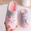 Nuevas Zapatillas de Algodón para Mujer Talla Grande con Gatito Lindo Invierno Interior Hogar Hogar Dibujos Animados Pareja Familiar Zapatillas de Algodón para Hombre