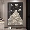 Pintura Decorativa Vintage de Alto Padrão Estilo Francês para Sala de Estar, Arte de Parede Texturizada para Fundo de Sofá, Pintura de Figura para Hall de Entrada