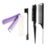 Set de Peines para Peluquería, Peine de Cola Puntiaguda, Peine para Cabello Esponjoso, Cepillo para Bordes de Cabello Suelto, Peine Plegable Portátil, Peine de Doble Cara
