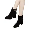 Botines de invierno cortos para mujer con forro de felpa, nuevo modelo 2026, botas de algodón de tacón alto para mujer, zapatos cálidos de tacón medio para otoño e invierno para mujer, botas Martin de tacón grueso
