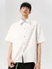 Camisa masculina de manga curta texturizada estilo americano, novo modelo de verão 2026, de alta qualidade, estilosa, solta e casual de meia-manga