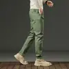 Calça Casual Masculina Preta com Tecnologia de Três Provas, Elástica, Solta, de Perna Reta, Algodão Puro, Business Casual, Calça Longa Preta para Primavera
