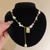 Cuentas de Oro Rotas~Collar de Perlas Plateadas Rotas Estilo Lujo Ligero, Cadena para Clavícula Única y Versátil, Joyería de Gama Alta de Nicho