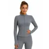 Nuevo Cárdigan de Punto Transfronterizo Cuello Alto Chaqueta Deportiva para Mujer Otoño Invierno Alta Elasticidad Secado Rápido Corte Ajustado Ropa de Yoga Tacto de Alta Gama