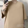 Camiseta Lisa de Cor Sólida em Branco Manga Curta Algodão Tamanho Europeu Moda de Rua Tendência Casual Esportiva Peça Única Drop Shipping