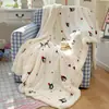 Manta gruesa de doble cara de forro polar con temática de dibujos animados, perfecta para otoño e invierno, hecha de suave forro polar de leche y lana de cordero, ideal como cubierta de sofá o una manta linda y pequeña para una siesta a mediodía.