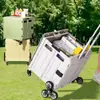 Caja de Almacenamiento Plegable para Subir Escaleras con Barra de Tiro, Caja de Almacenamiento de Plástico Engrosado con Ruedas, Caja de Almacenamiento para Coche en Exteriores