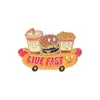 Diseño Personalizado Serie de Comida Broche Dibujo Animado Forma de Carrito de Jamón/Hamburguesa/Coca-Cola/Papas Fritas Insignia Interesante