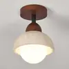 Lámpara de Pasillo Retro Amarilla de Travertino Espectro Completo Protección Ocular Estilo Japonés Wabi-sabi Lámpara para Dormitorio Estudio Accesorio de Iluminación Hierro