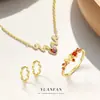 Juego de Collar con Colgante de Corazón de Tarot Yuanfan de Plata de Ley S925 Anillo de Mariposa Popular Transfronterizo Europeo y Americano Venta al por Mayor Pendientes para Mujer