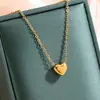 Colar Completo em Aço Titânio Ouro 18K Gargantilha em Formato de Coração Joias de Aço Titânio Nicho Alta Qualidade Chave Coração Corrente para Clavícula
