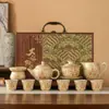 Conjunto Completo de Chá Ruyao Bule de Cerâmica Xícaras de Chá Kung Fu Caixa de Presente para Idosos Presente de Alto Padrão Novo Modelo 2026