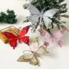 Nueva Decoración Navideña con Purpurina y Diamantes Colgante de Mariposa Artificial Grande Decoración Navideña Colgante para Árbol de Navidad