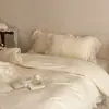 Nuevo Juego de Funda Nórdica de Encaje Jacquard de Doble Capa de Algodón Puro Francés de 60 Hilos de Cuatro Piezas Estilo Princesa de Alta Gama Ropa de Cama de Algodón Puro para Dormitorio Principal