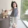 Conjunto de Niña 2026 Nuevo Estilo Coreano Moda Conjunto de Dos Piezas a Cuadros para Niñas Jóvenes