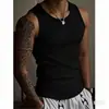 Camiseta sin mangas de retazos estilo americano para verano, ajustada para hombre, deportiva, para fitness, acanalada, de alto rendimiento, elástica, absorbente de sudor, transpirable