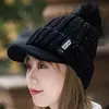 Chapéu de Veludo Engrossado para Mulheres, Gorro de Lã Tricotado de Inverno, Novo Chapéu Versátil Estilo Coreano para Estudantes, Chapéu de Proteção para Ouvidos para Ciclismo de Inverno