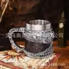 Caneca de Cerveja com Engrenagens Steampunk em Relevo Caneca Vintage Desgastada com Corrente e Rebites Decoração de Mesa Coleção Masculina