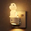 Luz Nocturna RGB Gy158 Enchufable Creativa Linda Dinosaurio Vinilo Habitación Infantil Mesita de Noche con Sensor de Control de Luz