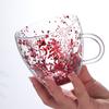Taza de café de doble capa con forma de corazón INS, taza de desayuno de amor, taza de leche, taza de oficina de vidrio de borosilicato transparente