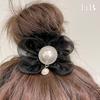 Versión coreana de Dongdaemun 2023 nueva flor de organza de color mágico Anillo para el pelo de perla Accesorios para el pelo de estilo extranjero Joyería de cabeza de bola