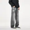 Otoño 2026 Nuevos Jeans con Patrón de Rayos Marca de Moda para Hombre Nuevos Lavados Pierna Recta Adelgazantes Calle Alta Frescos Pantalones Largos