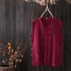 Verão Masculino fino de algodão e linho chinês estilo Tang terno com fivela retro Hanfu Old Head Shirt Colete estilo chinês para homens