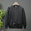 Moletom masculino da moda com gola redonda e jacquard de letras, versátil, casual, solto, estiloso, confortável, respirável, nova blusa masculina