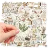 50 Pegatinas Blancas Literarias Retro Pastorales Ins de Alto Valor Decorativas Personalizadas para Funda de Teléfono Móvil Pegatinas para Cuaderno Impermeables