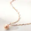 Collar de Amor Chapado en Oro Rosa de Acero de Titanio para Mujer, Cadena para Clavícula, Colgante de Letra a la Moda, Versátil de Alta Calidad Estilo Fresco