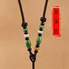 Collar Tejido a Mano con Cuerda Colgante Tricolor con Colgantes de Jade y Ágata, Varios Estilos de Cuerdas Colgantes a Juego, Cuerda Colgante Roja