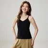 Camisola simple de cachemira de color sólido con tirantes finos para mujer, cálida, sin mangas, corte holgado, top interior