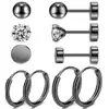 Set de 10 Pendientes Geométricos, Set Más Vendido Transfronterizo Europeo y Americano de Amazon, Pendientes Redondos tipo Pastel con Zirconia en Espiral