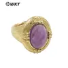WT-R486 estilo retro palacio europeo gema de color redonda amatista lapislázuli venta caliente joyería para hombres y mujeres anillo