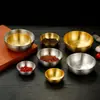Tigela de Kimchi de Aço Inoxidável 304 Coreana Tigela para Pratos Frios Tigela de Arroz Tigela para Molho Tigela de Condimentos para Hot Pot Tigela Pequena Dourada para Cozinhar