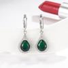 Wish Pendientes de Diamante con Forma de Gota de Esmeralda Transfronterizos para Mujer Moda Europea y Americana Pendientes de Piedra Roja Rosa Hebilla de Oreja Joyería
