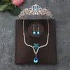 Corona de Novia Traje de Tres Piezas Corona de Boda Tiara Collar Pendientes Coreanos Super Hada Accesorios para Vestido de Boda