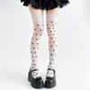 Medias Largas de Encaje Negro con Puntos Finos Calcetines de Media Pantorrilla para Mujer Estilo Lolita Ballet Calcetines Caídos Jk Princesa