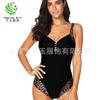 Nuevo traje de baño bikini sexy con estampado de leopardo europeo y americano de Amazon para mujer de talla grande, traje de baño de una pieza listo para la venta