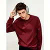 Camiseta preta de algodão puro com manga longa, moda italiana moderna para homens, camisa base para primavera e outono com gola alta discreta, estilosa e versátil
