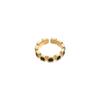 Latão banhado a ouro 18K europeu e americano retro anel de pedra natural moda personalidade nicho design sentido anel aberto feminino