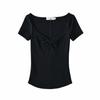 YPFF Moda Mujer Verano Nueva Spice Girls Color Sólido Delgado Cuello en V Kink American Camiseta Pure Desire Moda Top