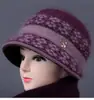 Chapéu de meia-idade e idoso feminino inverno mãe chapéu quente forrado com fleece grosso chapéu velho chapéu balde vovó chapéu de lã tricotado velho