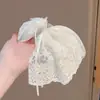 Pinza para Cola de Caballo con Patrón de Bordado de Industria Pesada de Alta Gama Importada de Japón Lazo de Cinta de Seda Malla Fina Cristales Pequeños Fija el Cabello