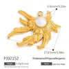 Accesorios Transfronterizos de Acero Inoxidable Incrustaciones de Diamante Piedra Natural Serie Playa Océano Colgante de Pulpo Joyería Fina de Oro de 18 Quilates
